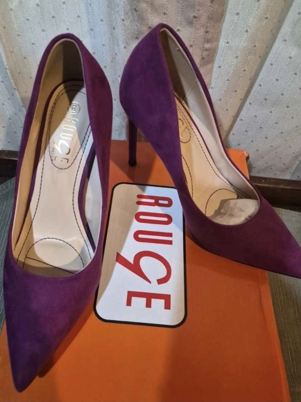 Rouge Helium Purple Faux Suede Pointed Toe Stiletto Pumps Heels 6
